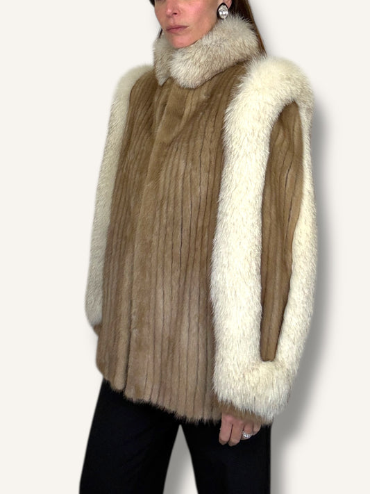 Contrasted Mink Coat