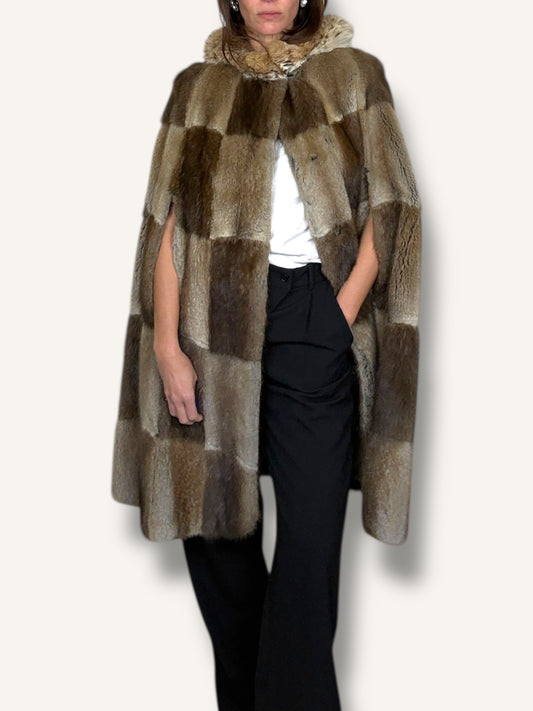 Mink Checkerboard Cape