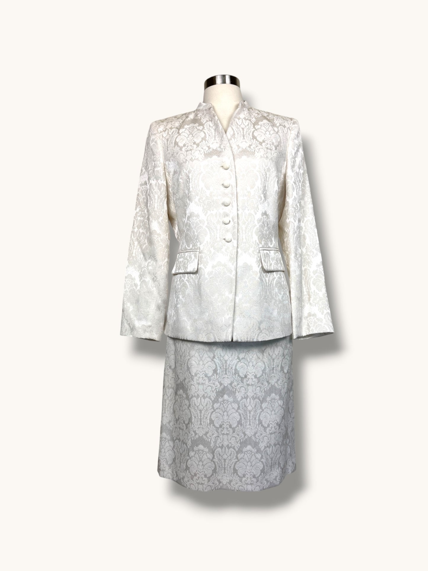 Ivory Jacquard Skirt Suit