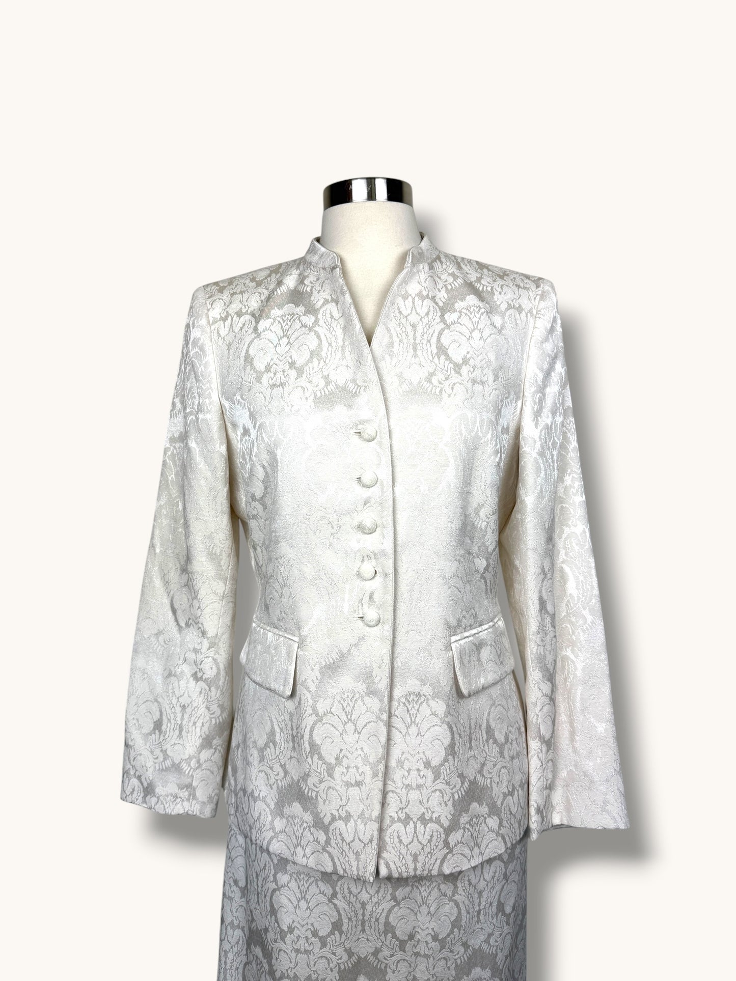 Ivory Jacquard Skirt Suit