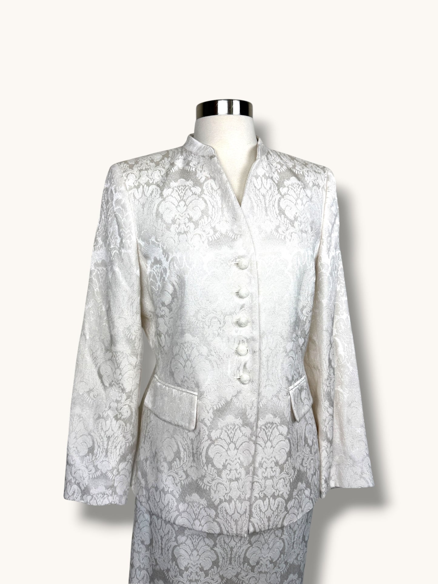 Ivory Jacquard Skirt Suit
