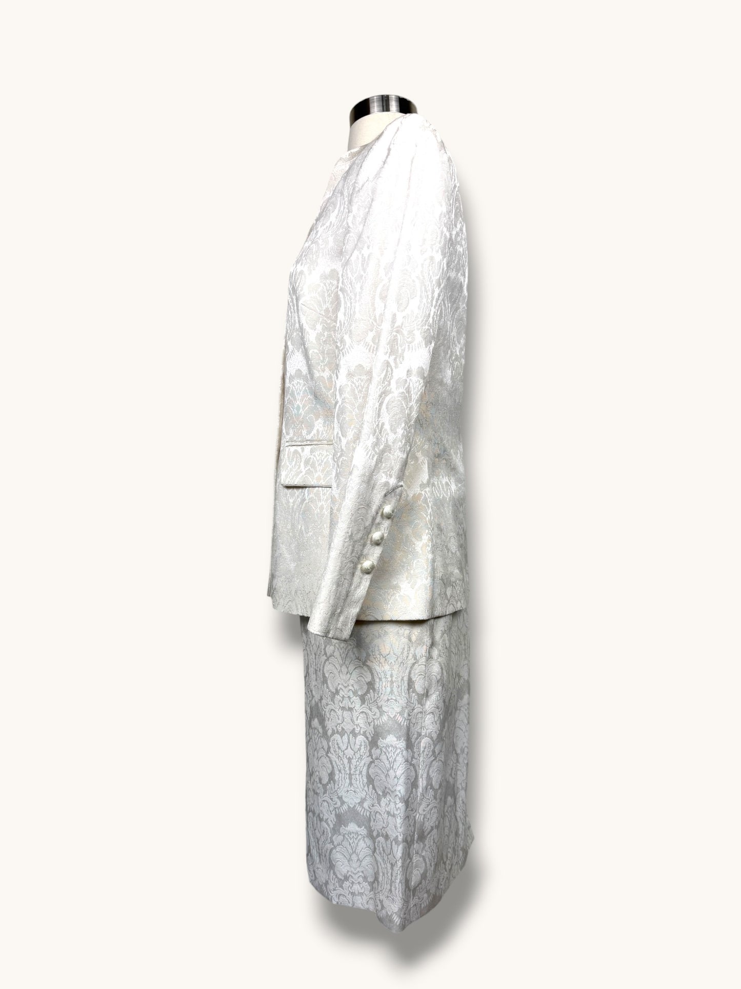 Ivory Jacquard Skirt Suit