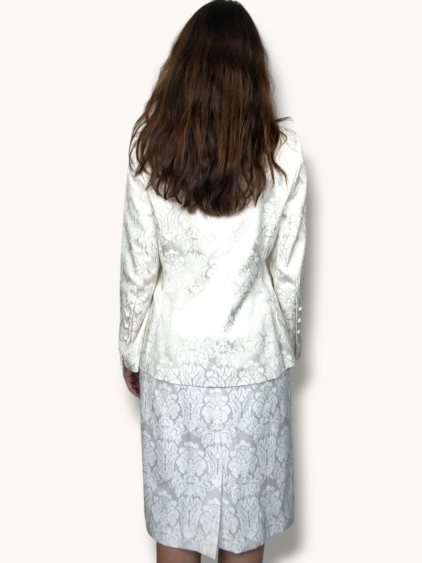 Ivory Jacquard Skirt Suit
