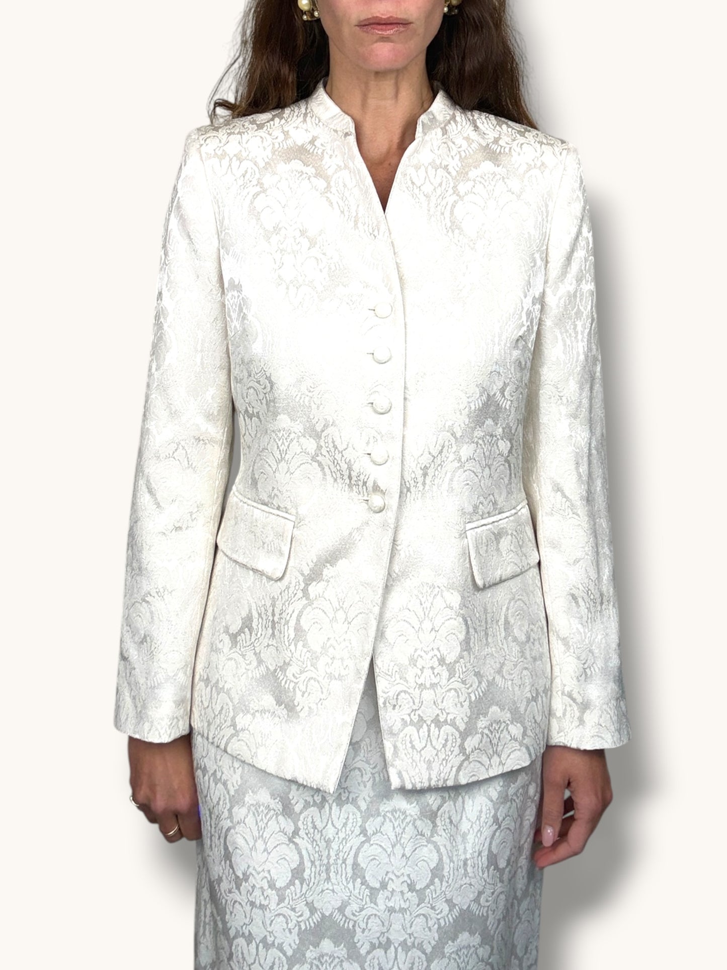 Ivory Jacquard Skirt Suit