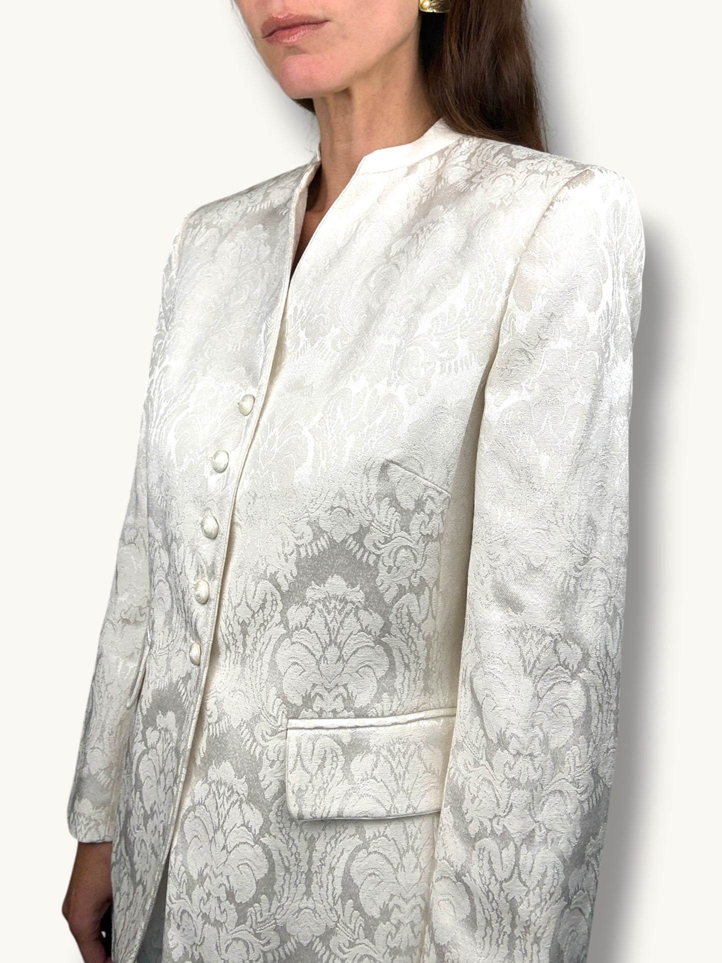 Ivory Jacquard Skirt Suit