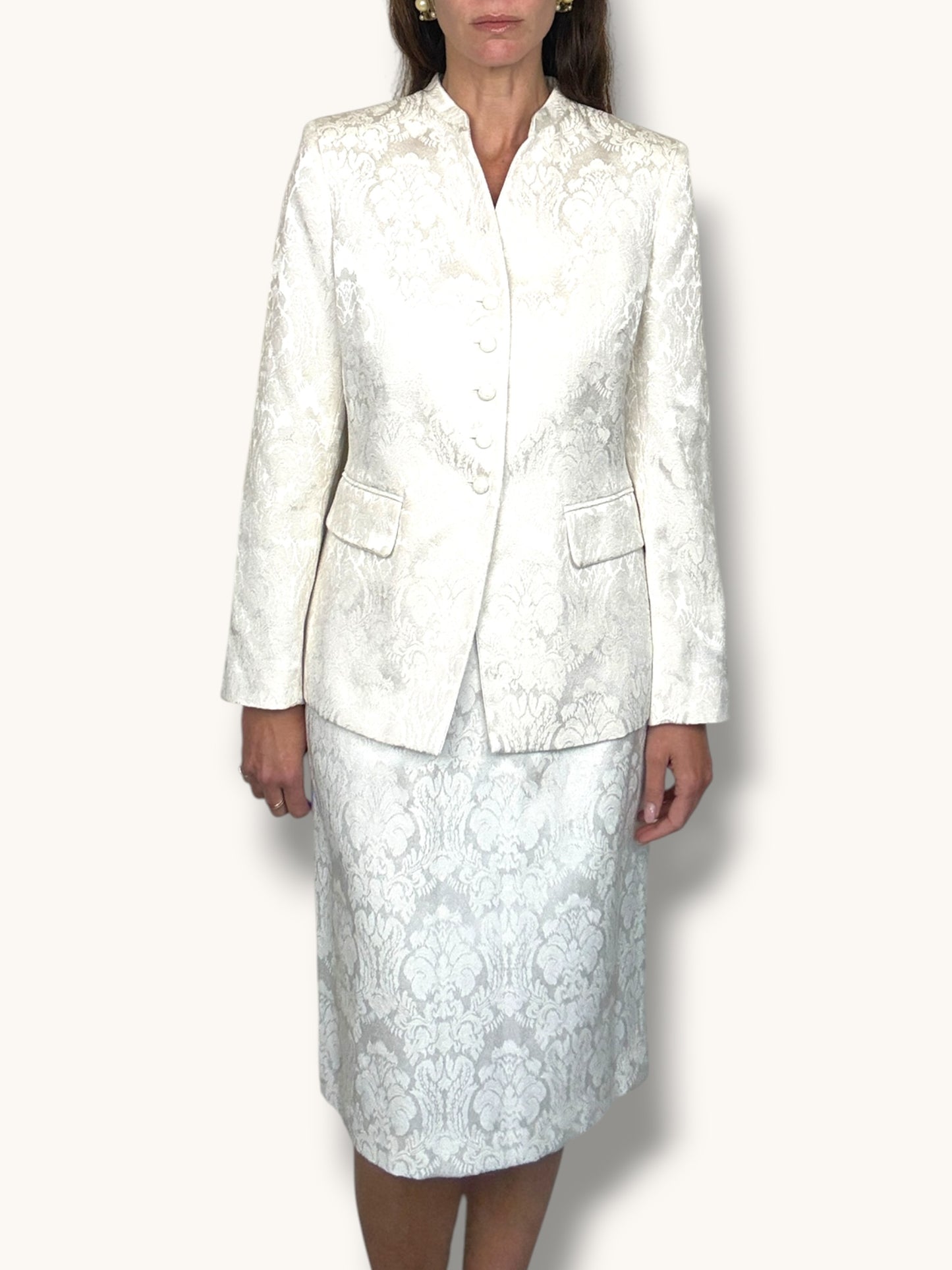 Ivory Jacquard Skirt Suit