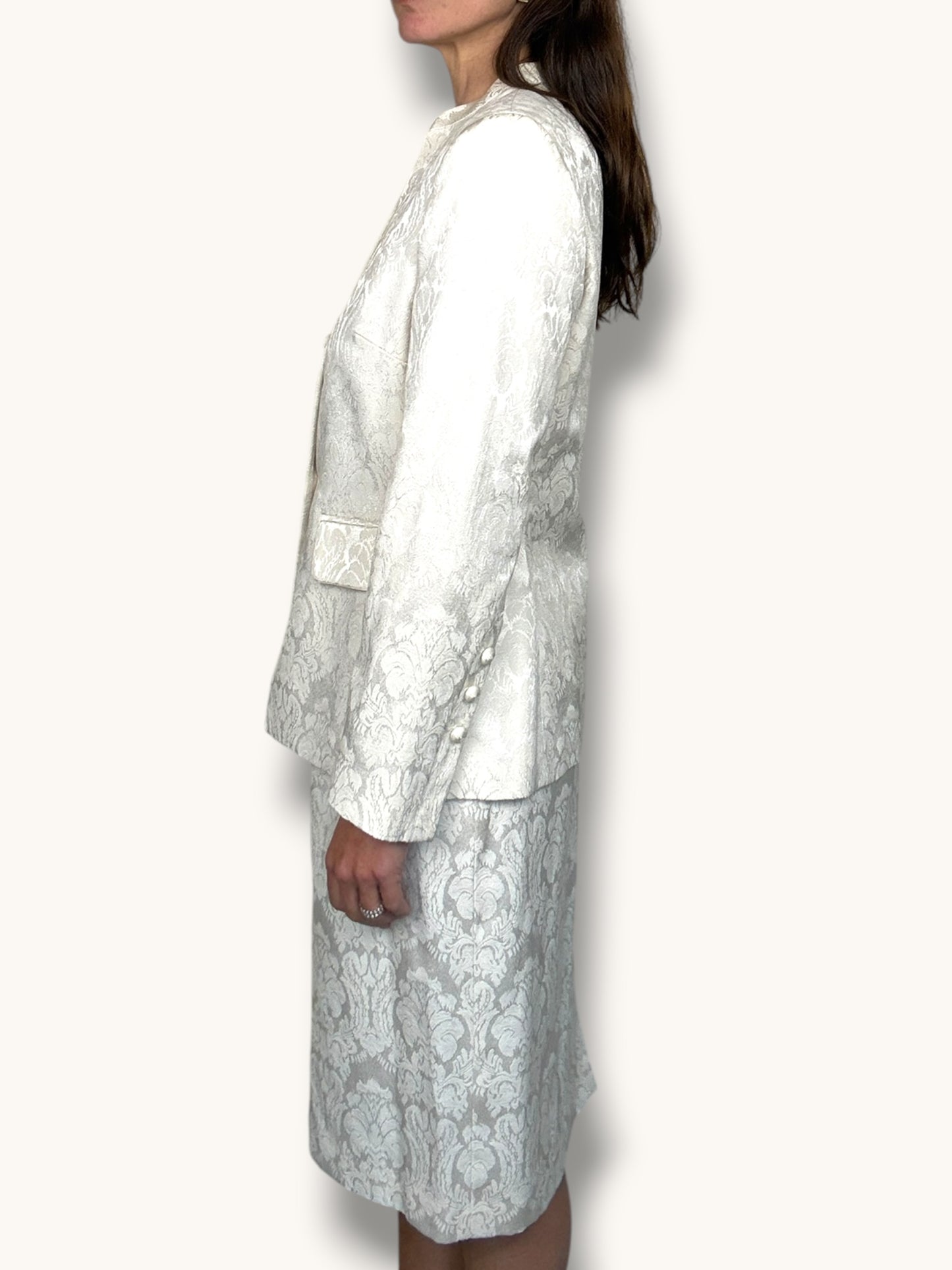 Ivory Jacquard Skirt Suit
