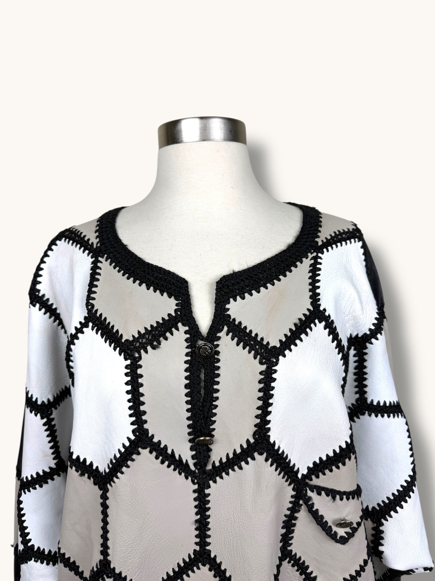 Leather Patchwork Sweater