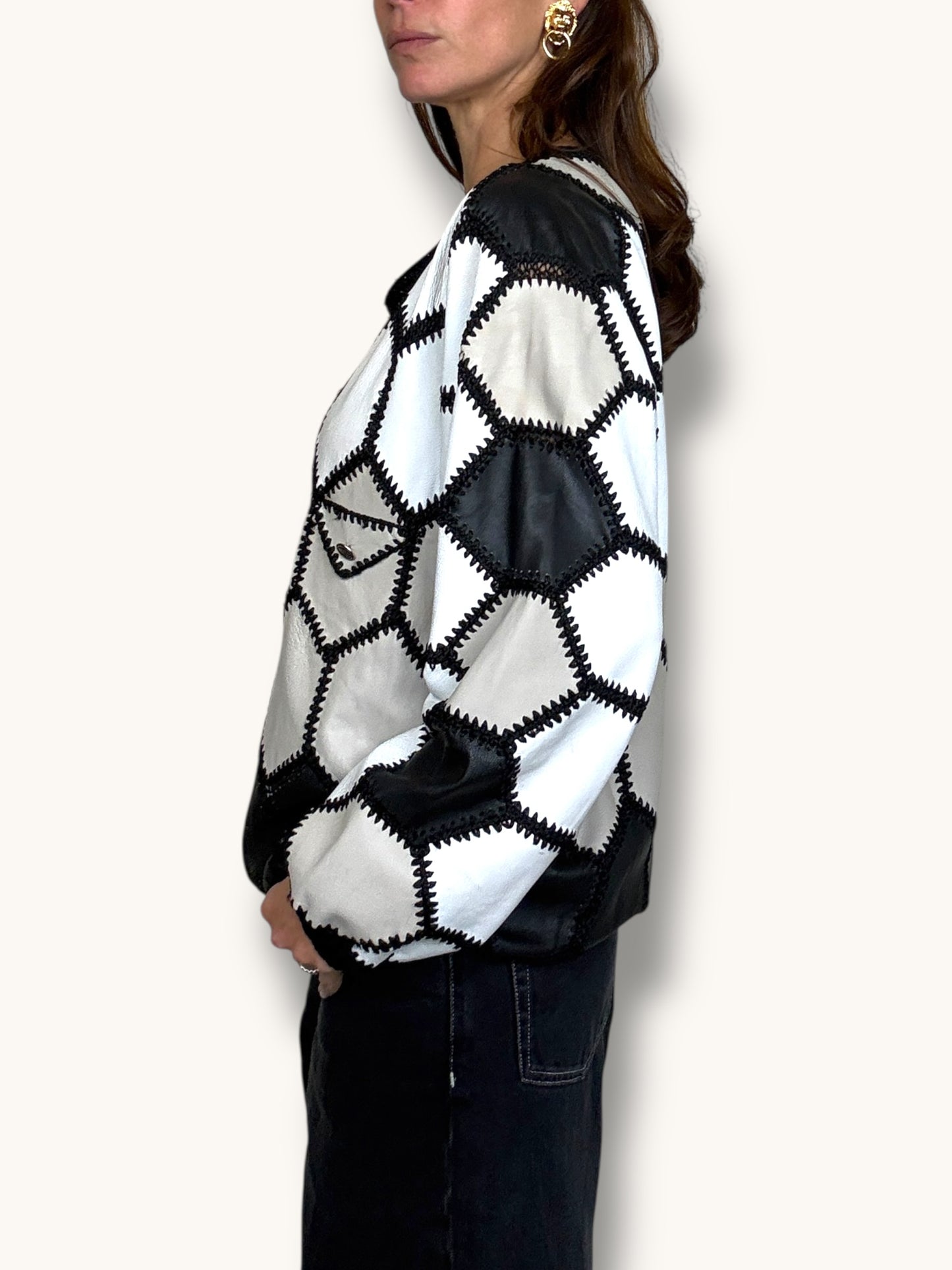Leather Patchwork Sweater