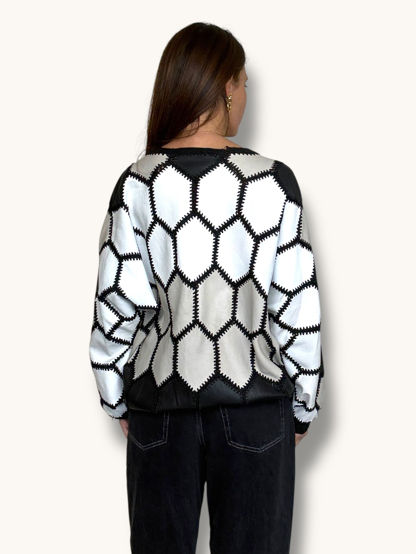 Leather Patchwork Sweater