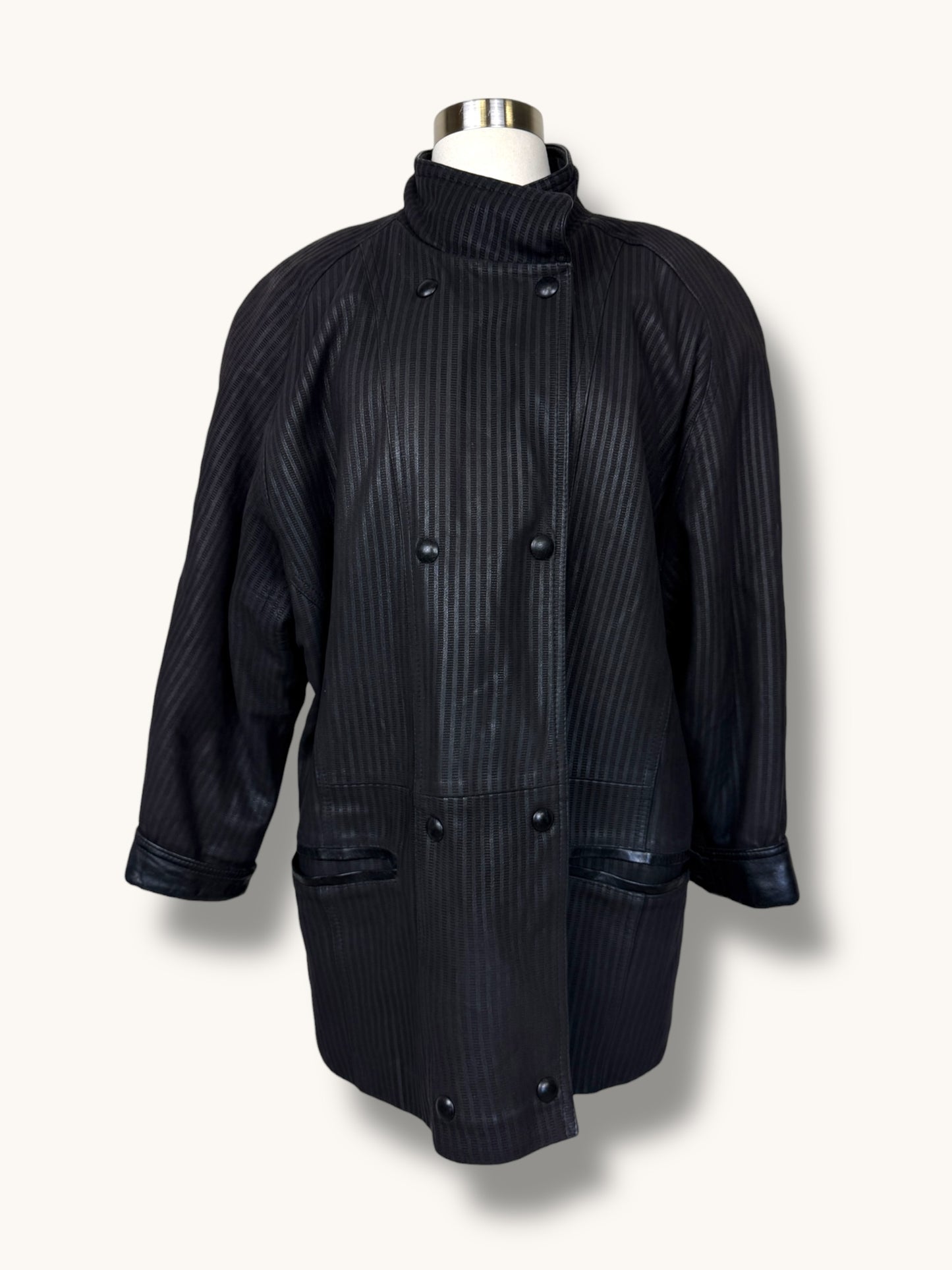 Striped Leather Coat