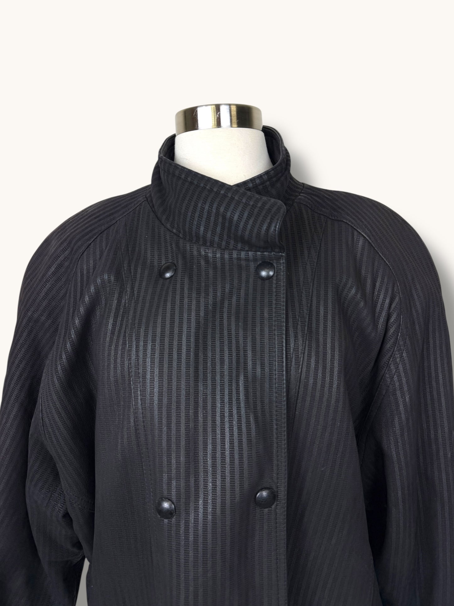 Striped Leather Coat