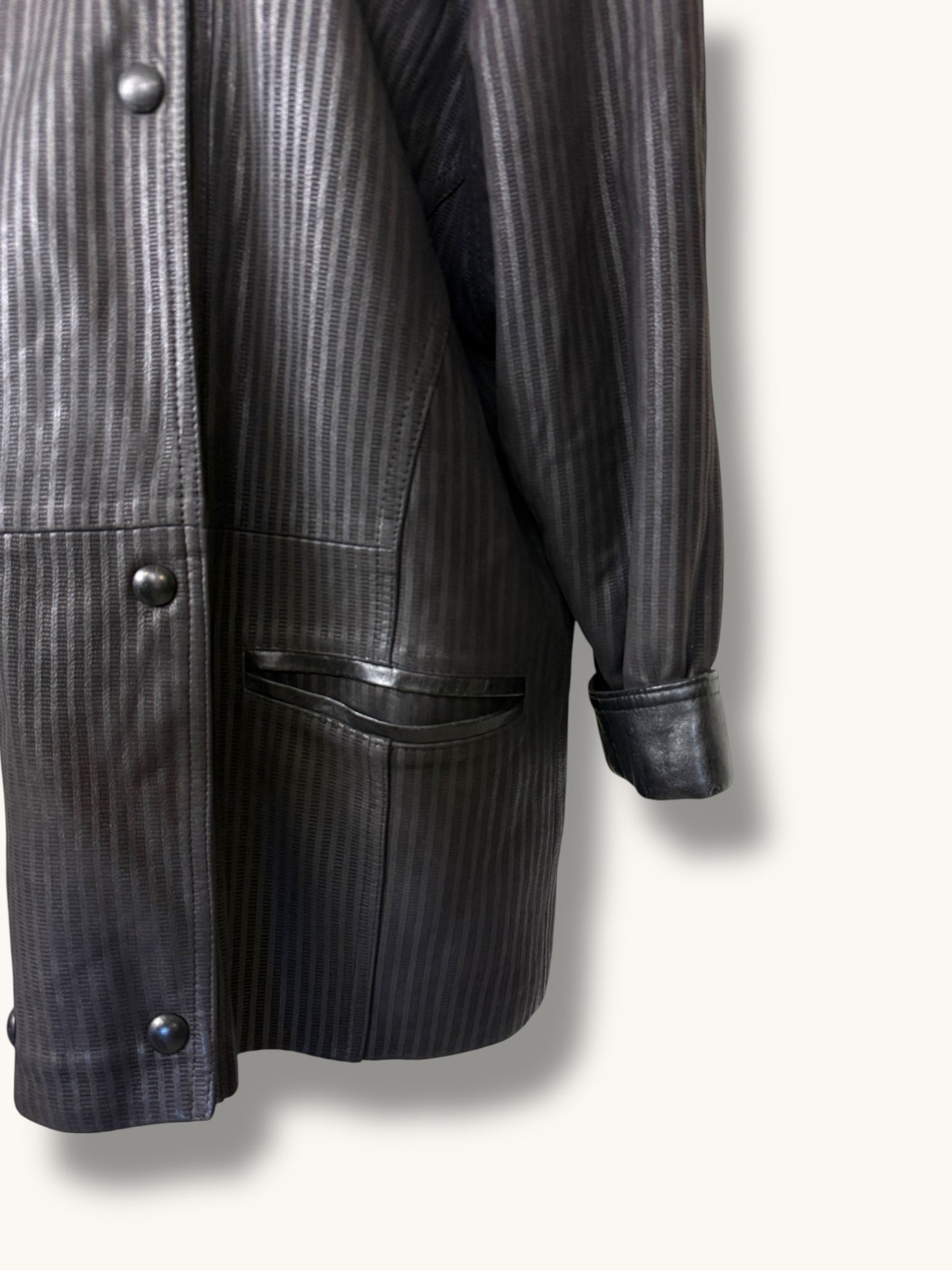 Striped Leather Coat