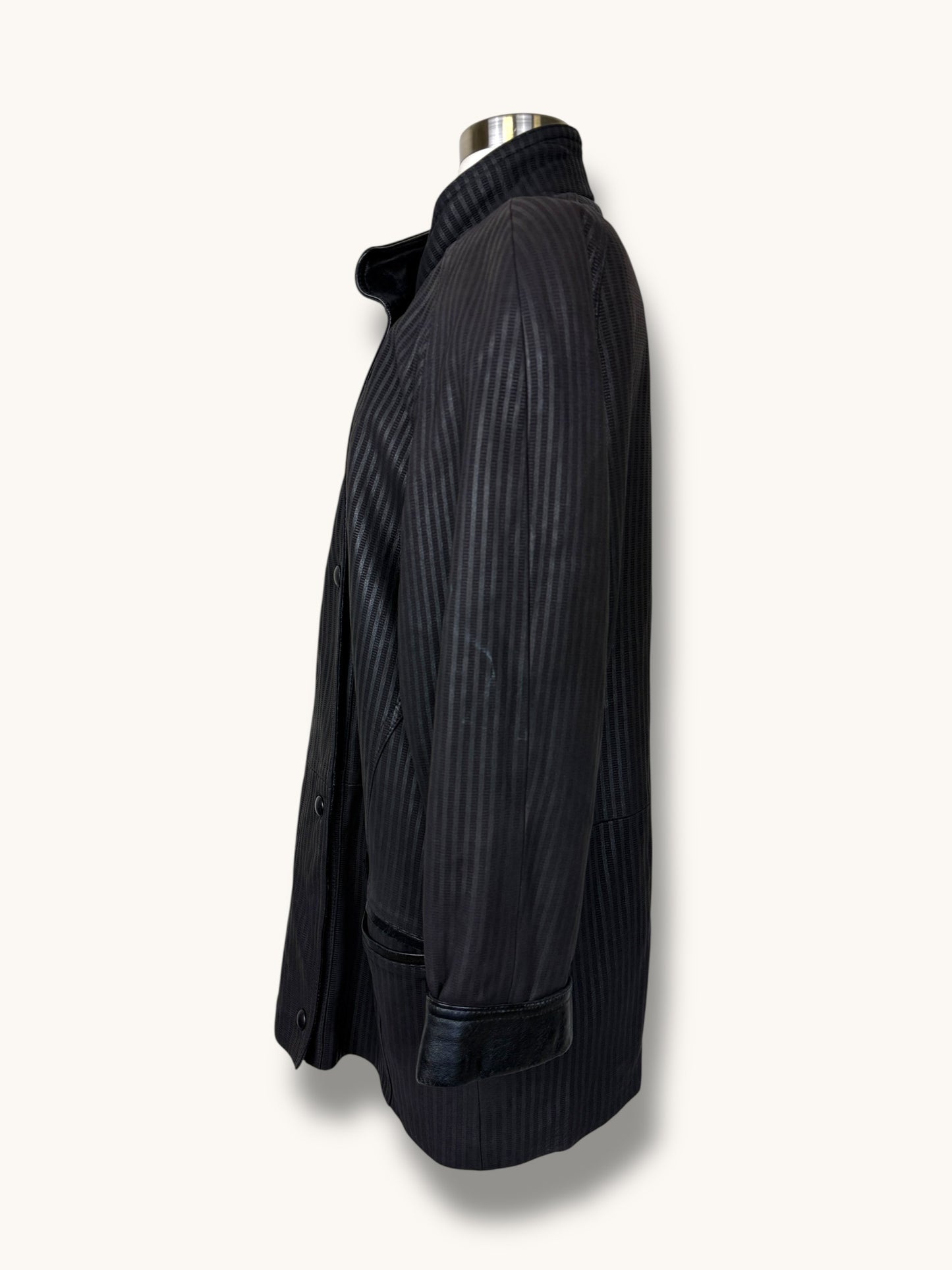 Striped Leather Coat