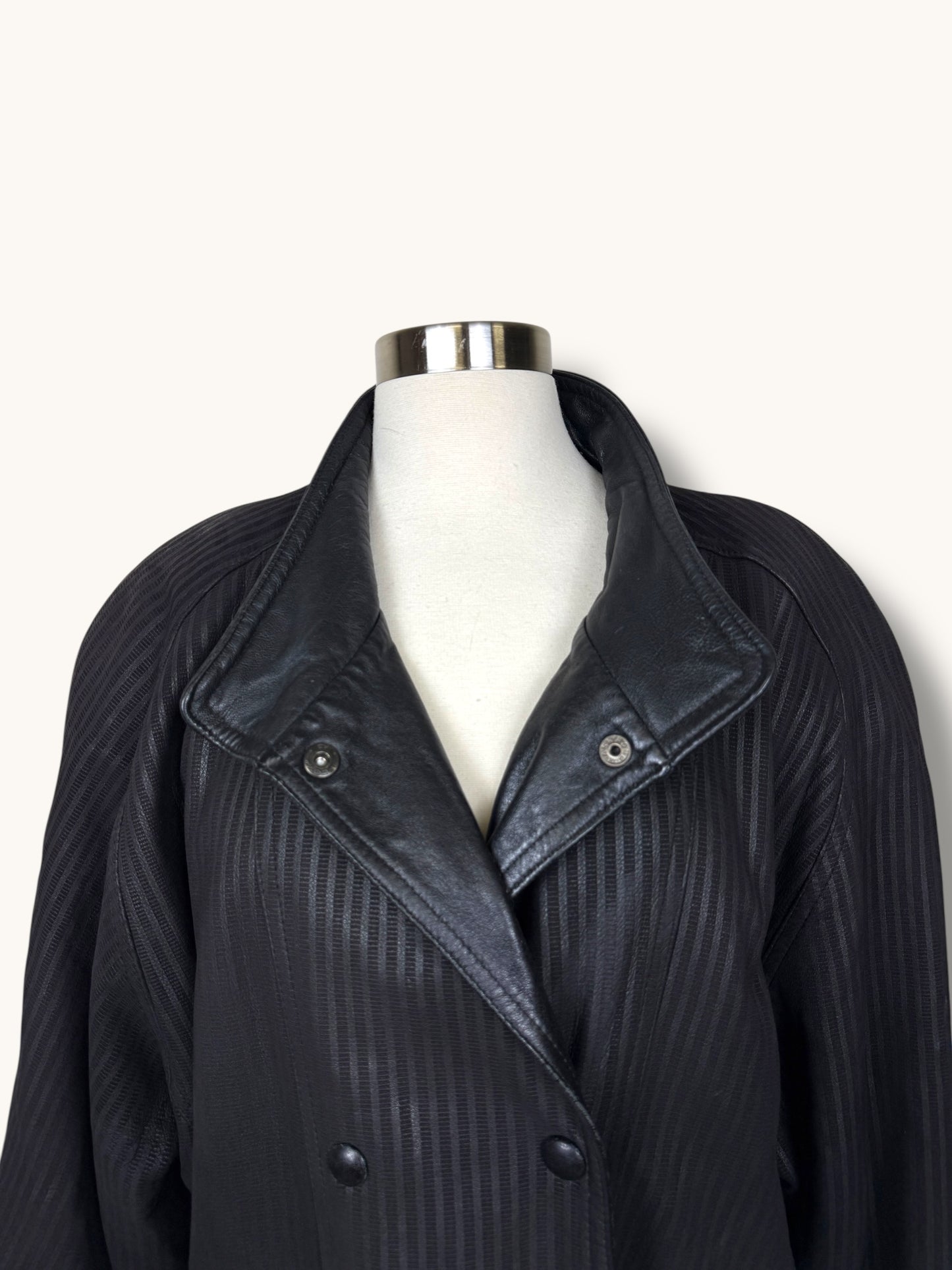 Striped Leather Coat