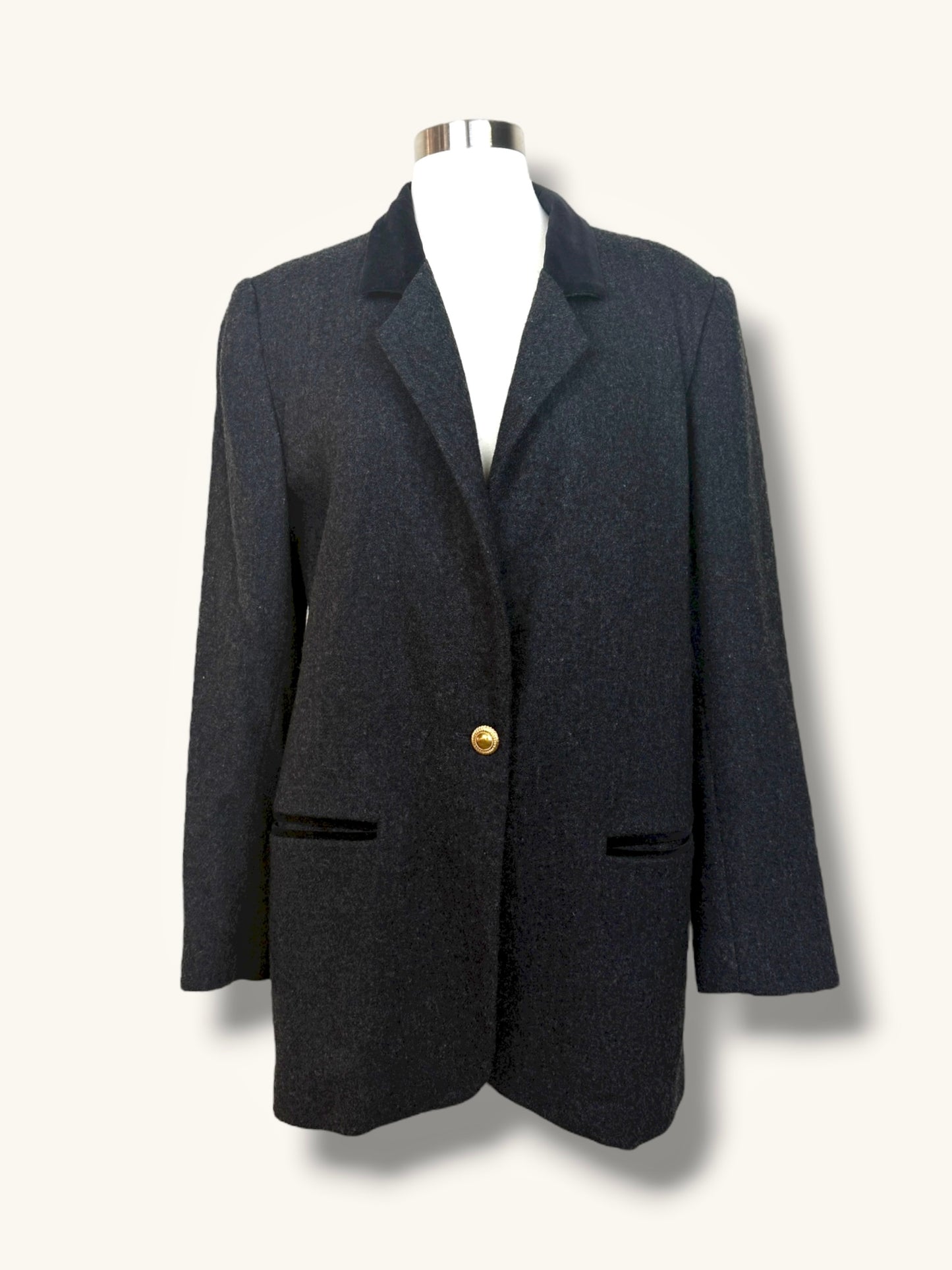 Wool Blazer with Velvet Collar