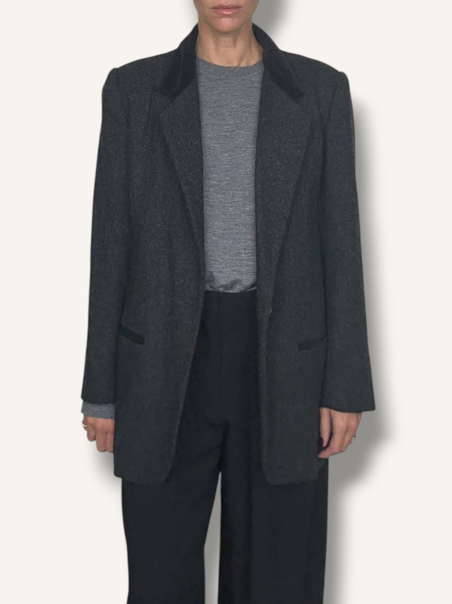 Wool Blazer with Velvet Collar