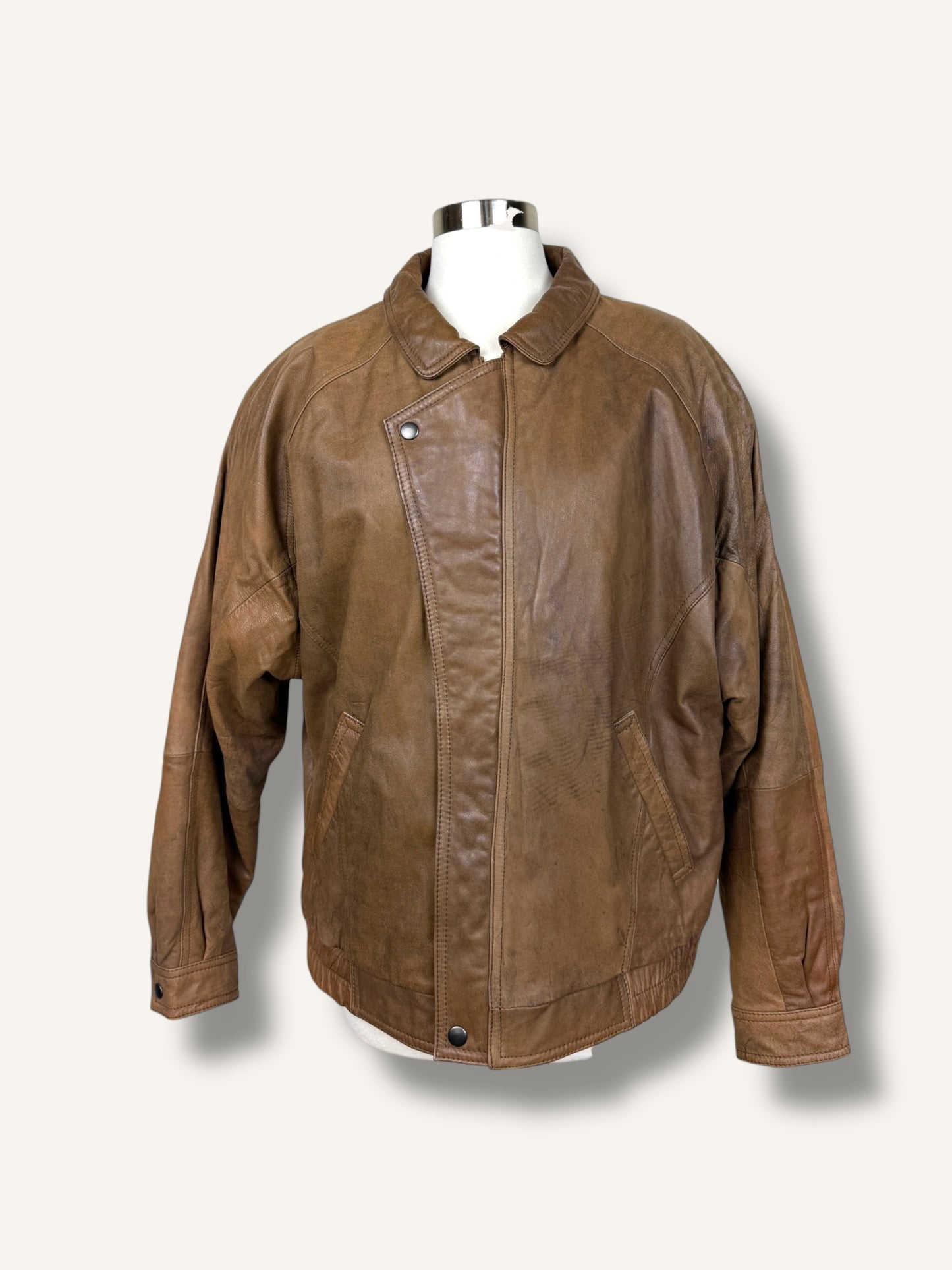 Caramel Leather Bomber