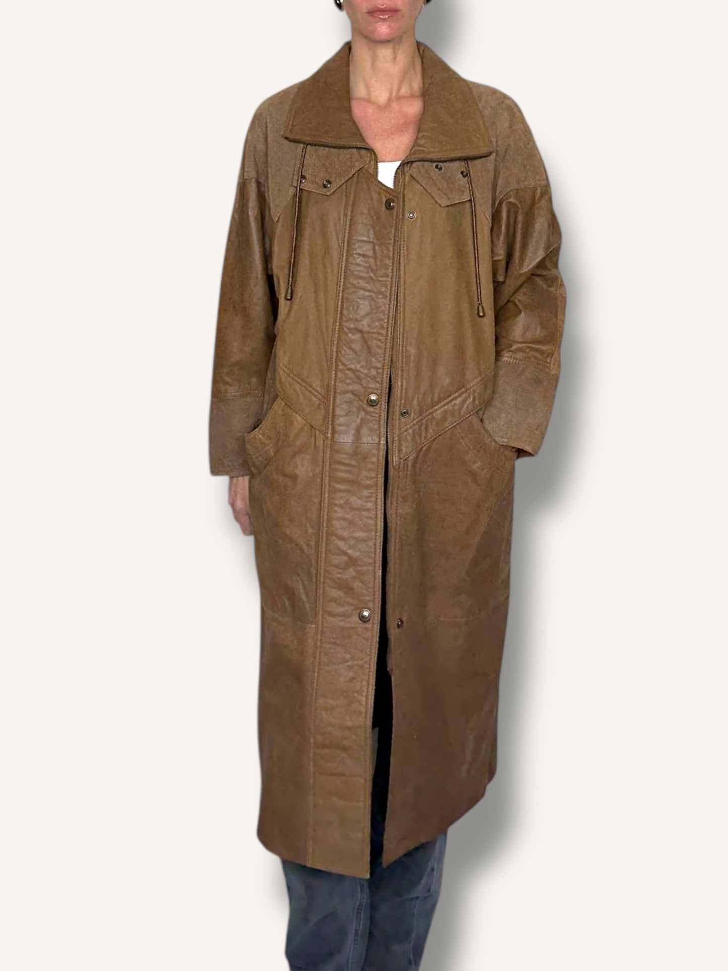 Caramel Suede and Leather Coat