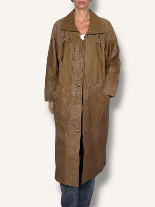 Caramel Suede and Leather Coat