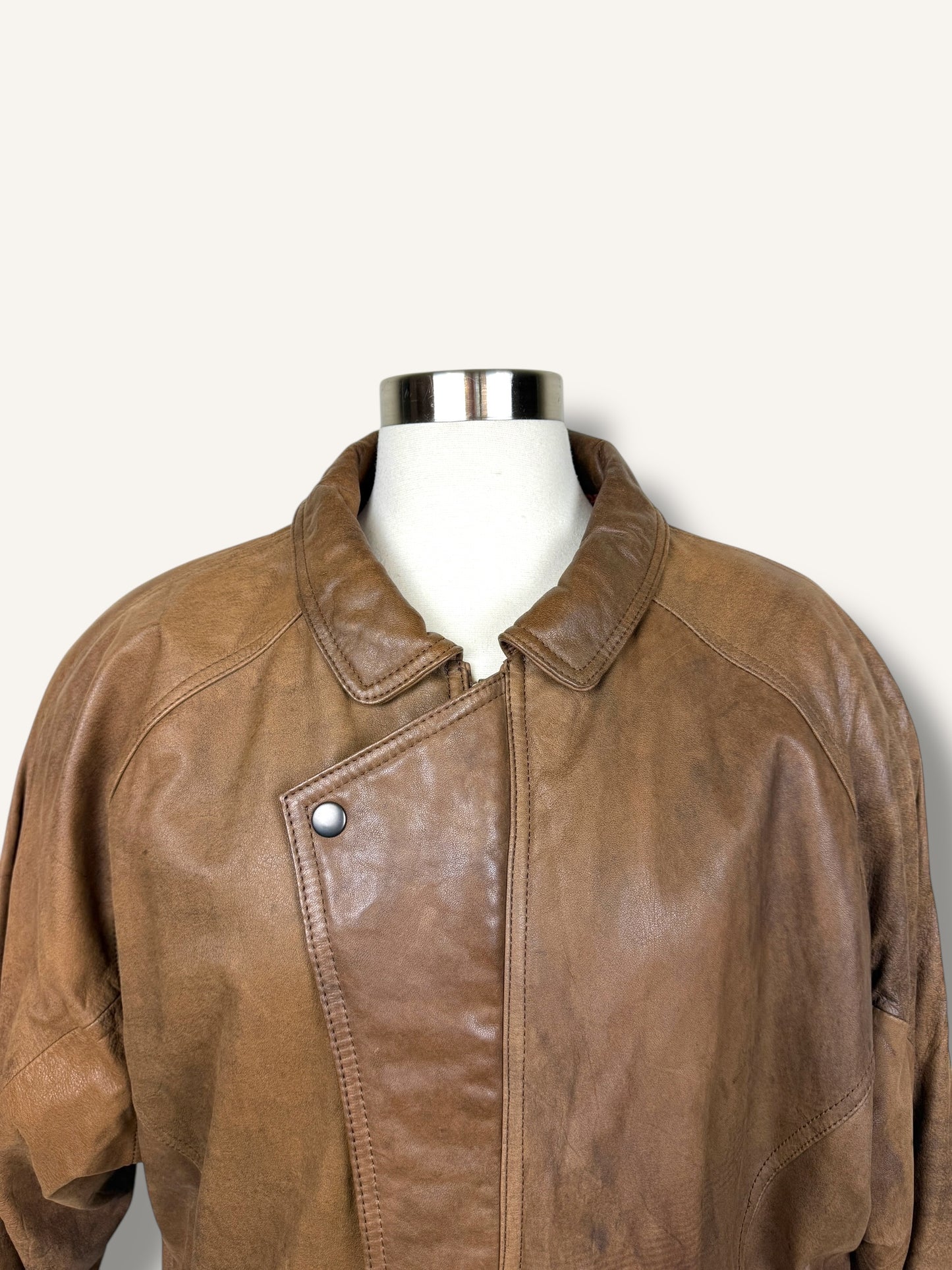 Caramel Leather Bomber