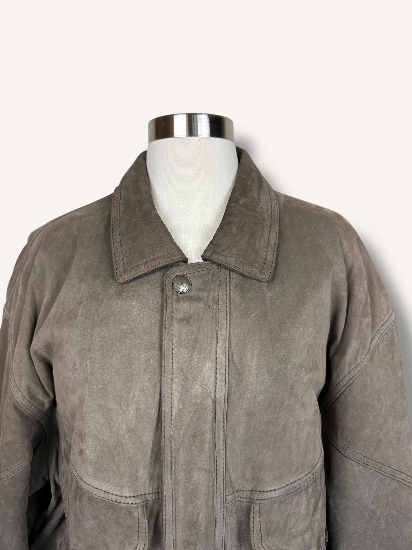 Grey Suede Bomber Jacket