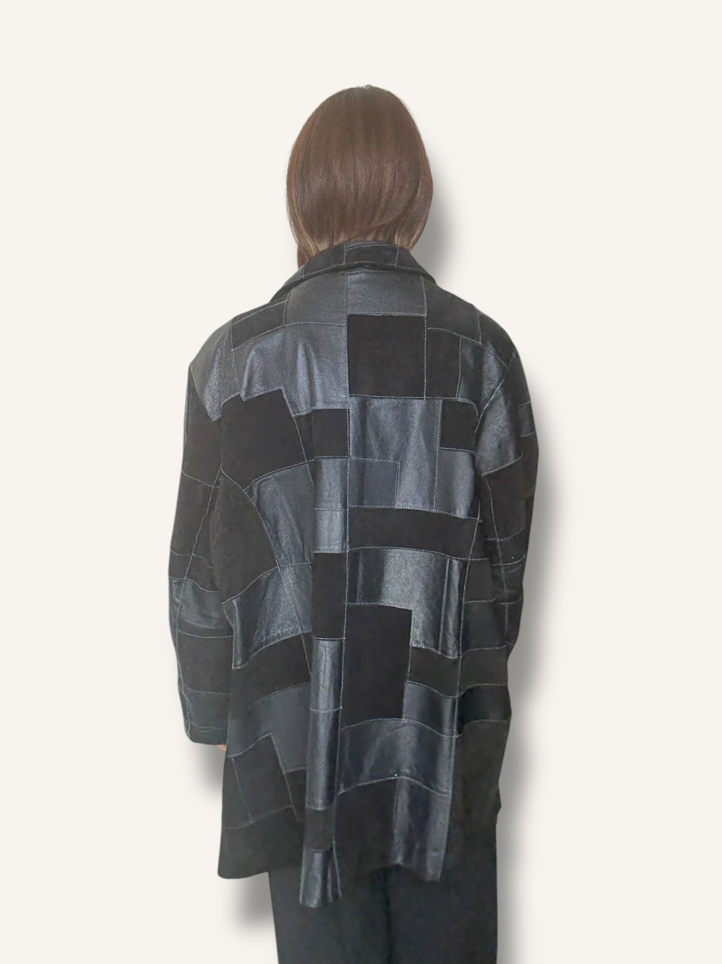 Patchwork Leather Coat