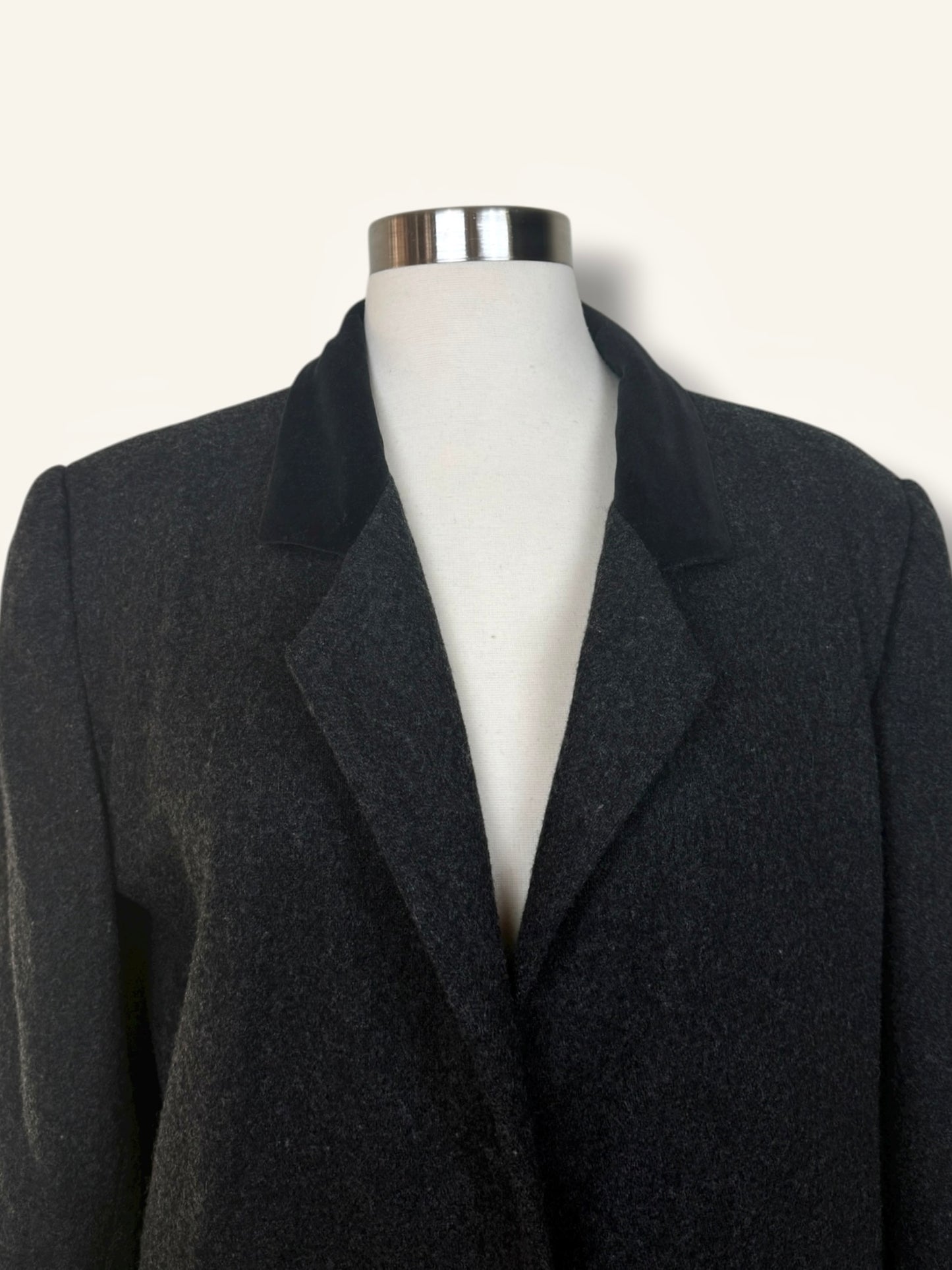 Wool Blazer with Velvet Collar