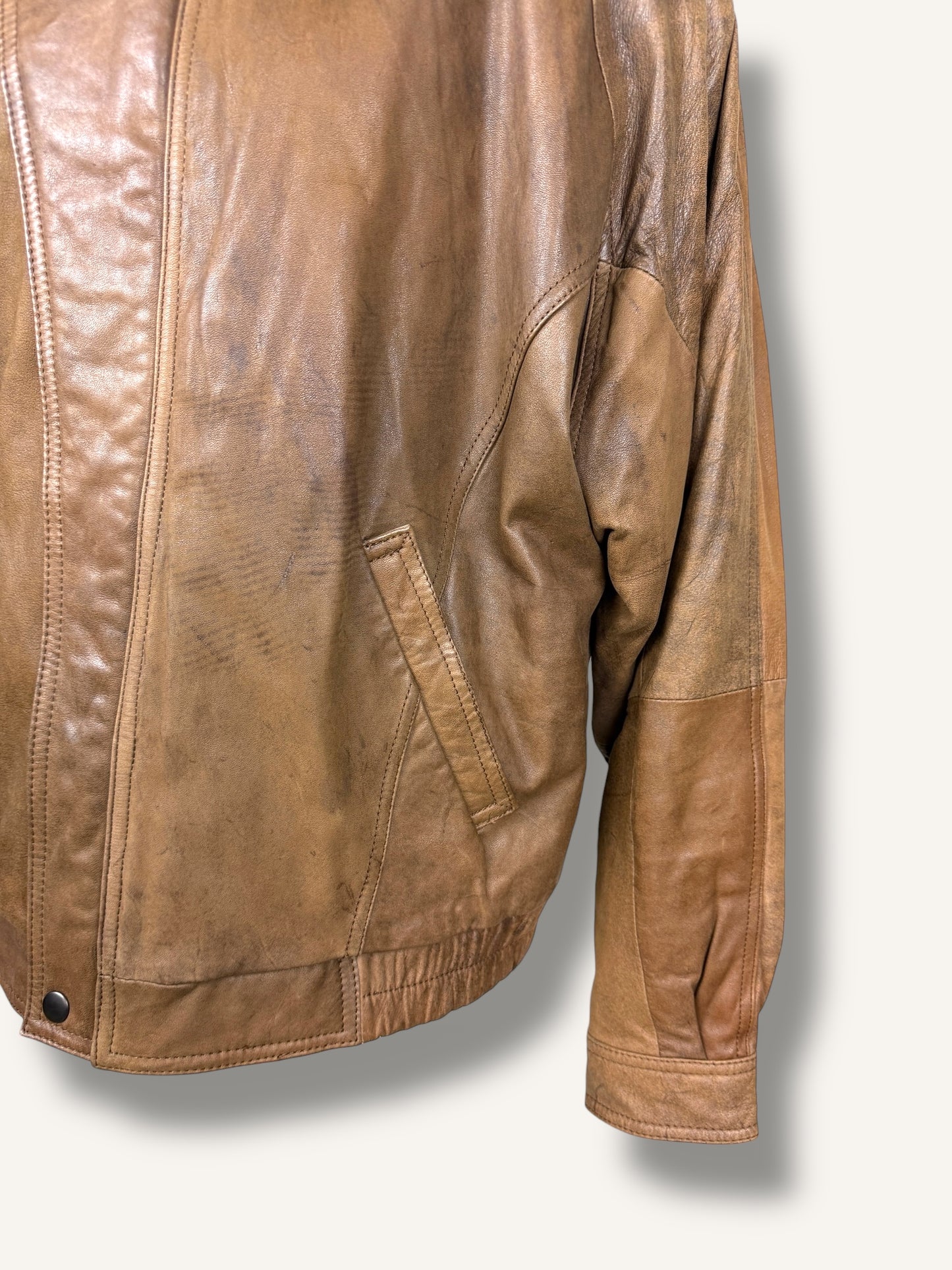 Caramel Leather Bomber