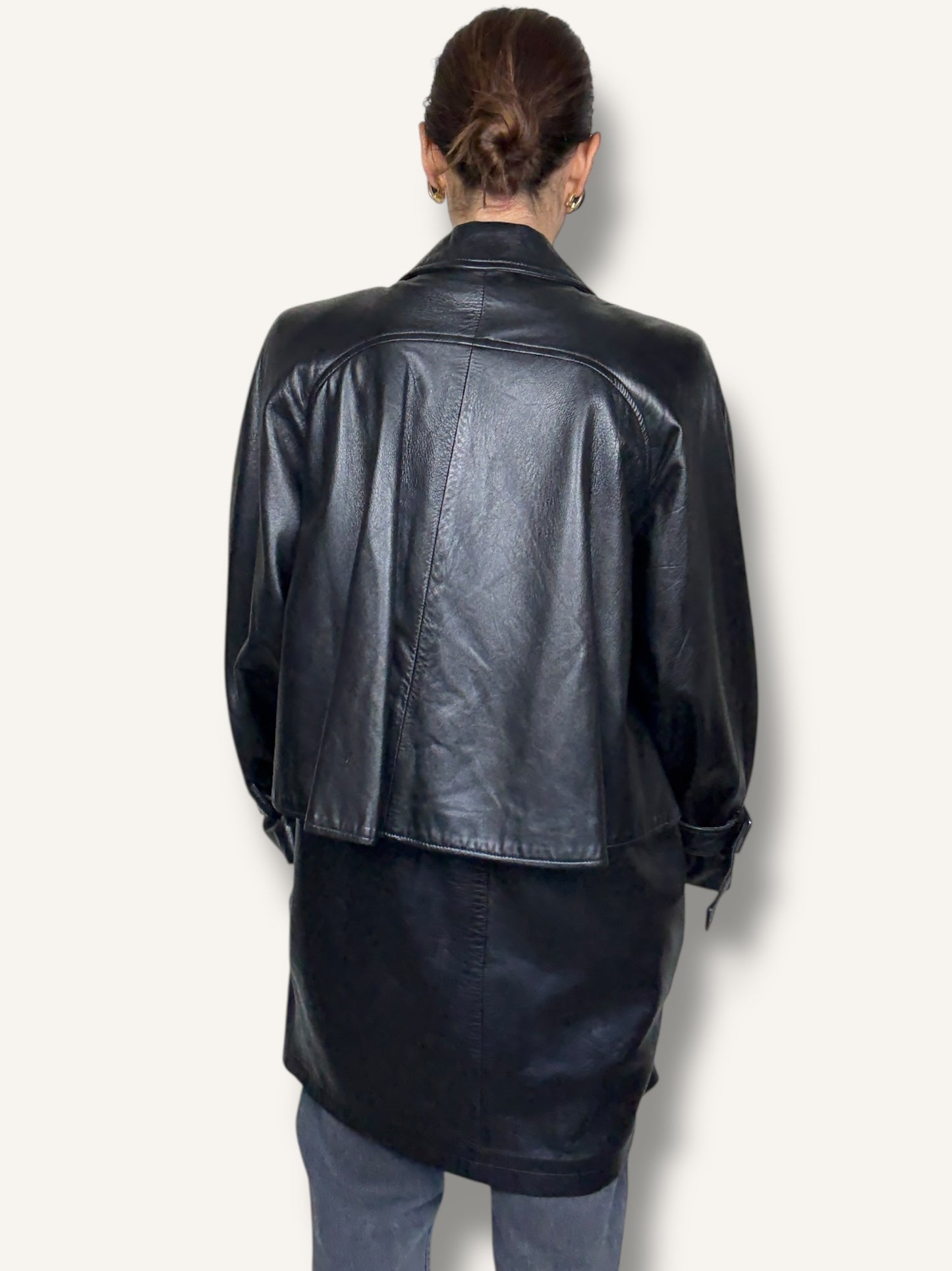 Layered Black Leather Coat