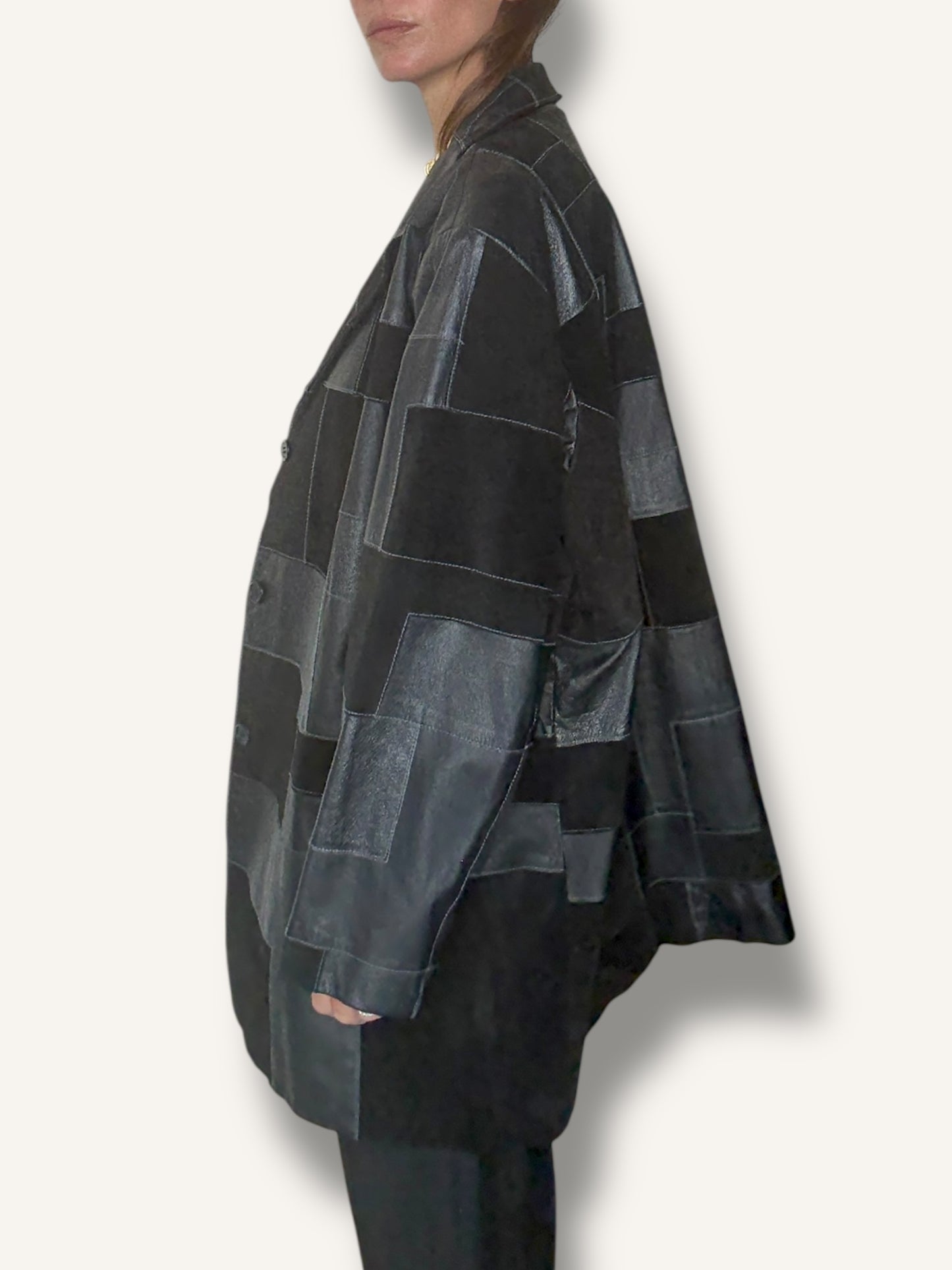 Patchwork Leather Coat