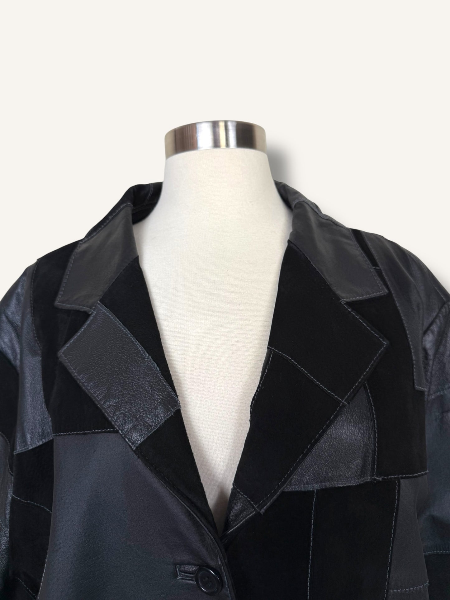 Patchwork Leather Coat