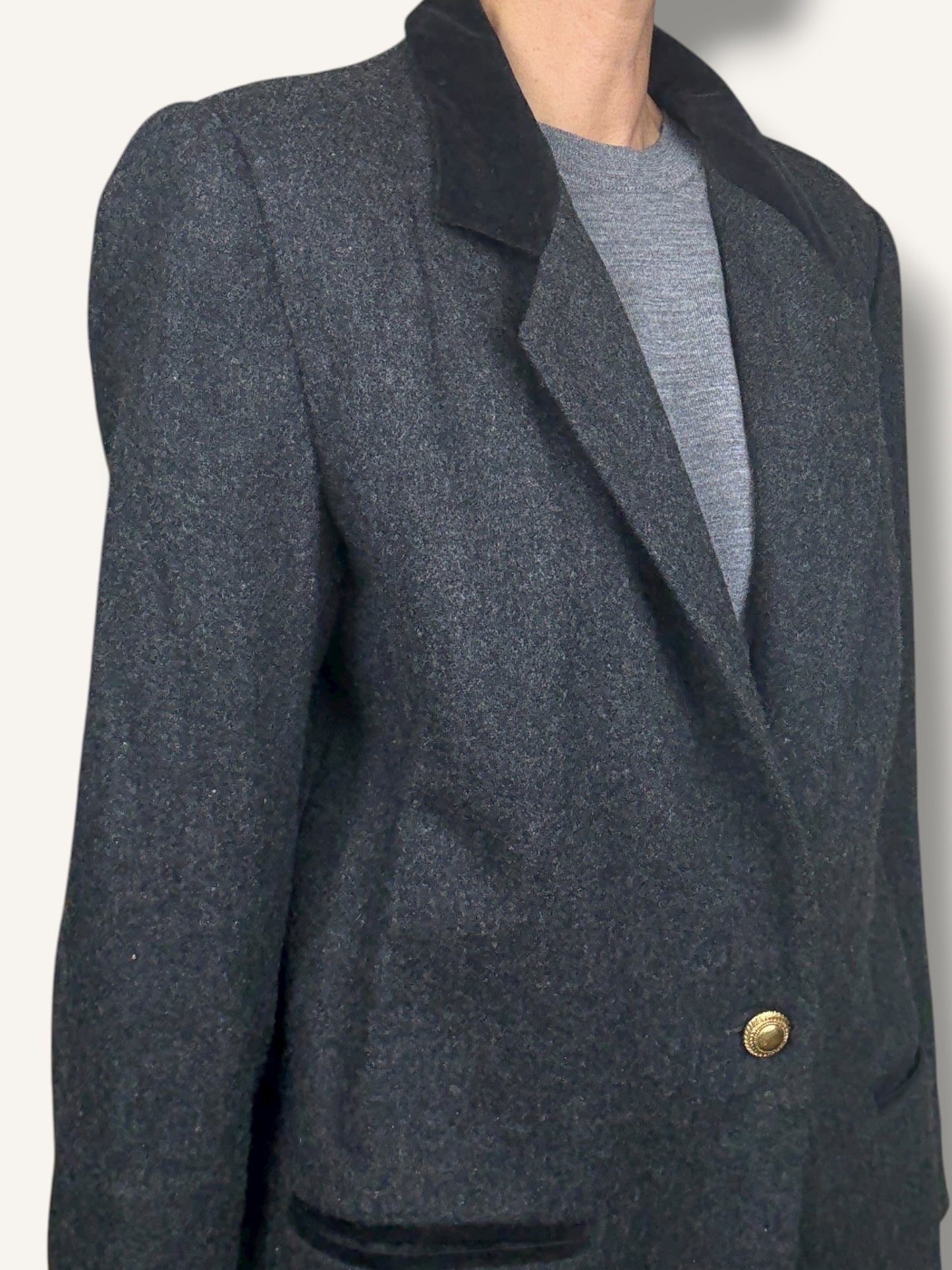 Wool Blazer with Velvet Collar