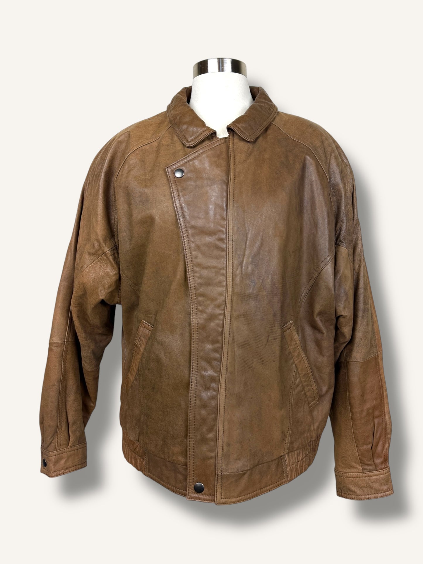 Caramel Leather Bomber