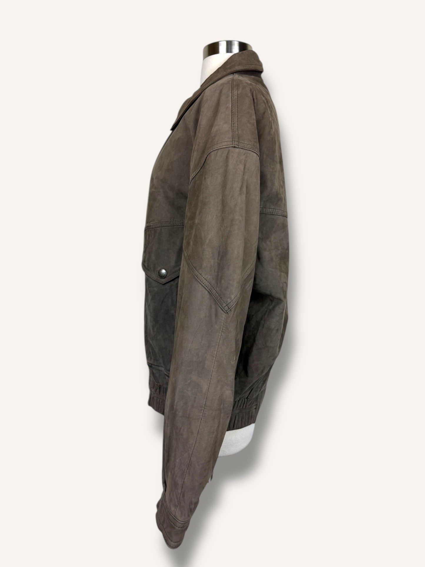 Grey Suede Bomber Jacket