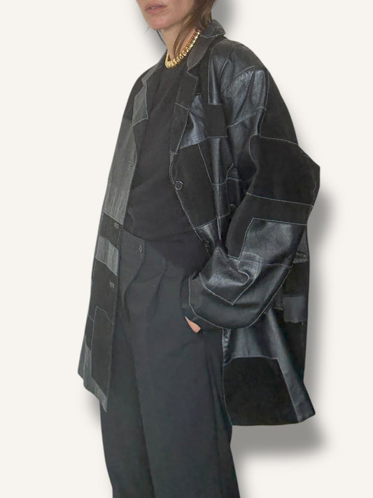 Patchwork Leather Coat