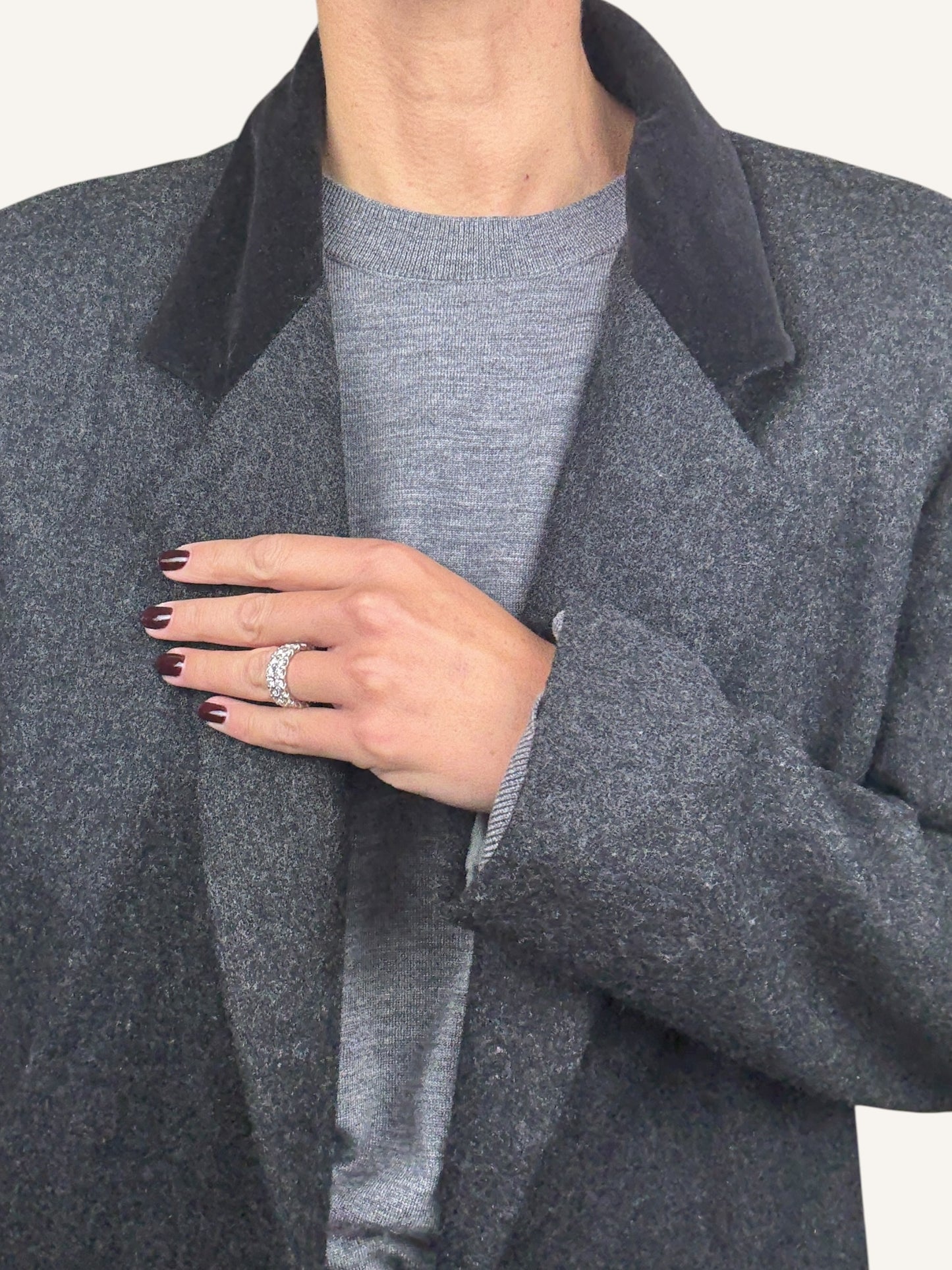 Wool Blazer with Velvet Collar