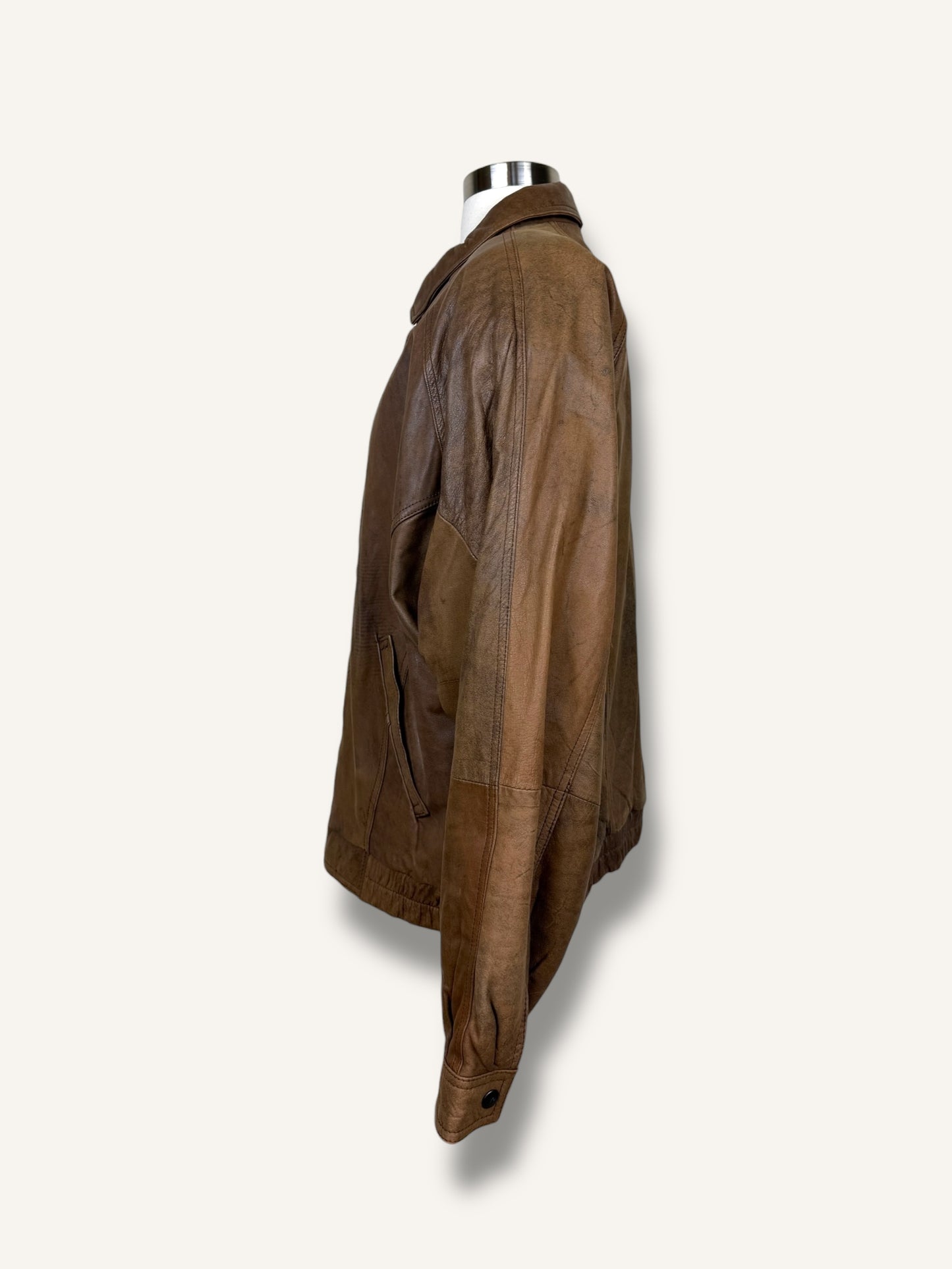 Caramel Leather Bomber