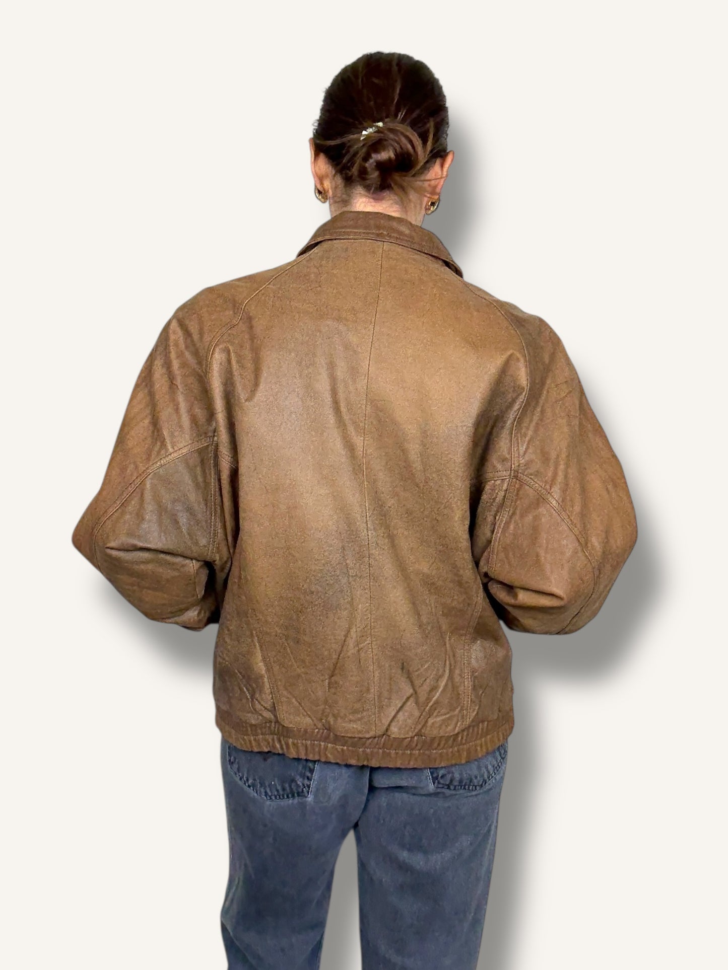 Caramel Leather Bomber