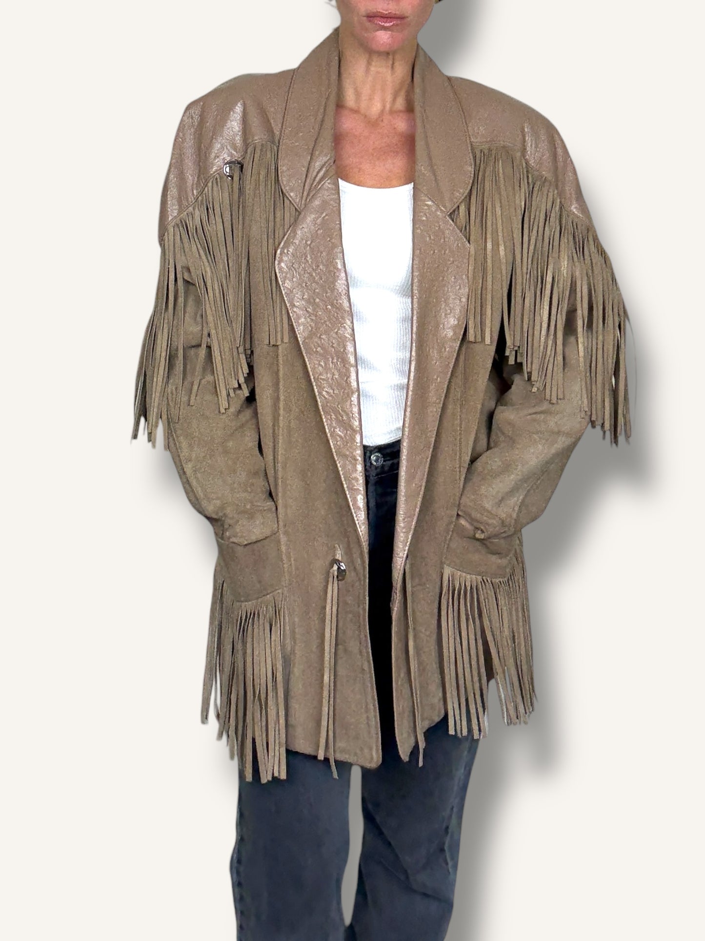 Fringe Beige Coat