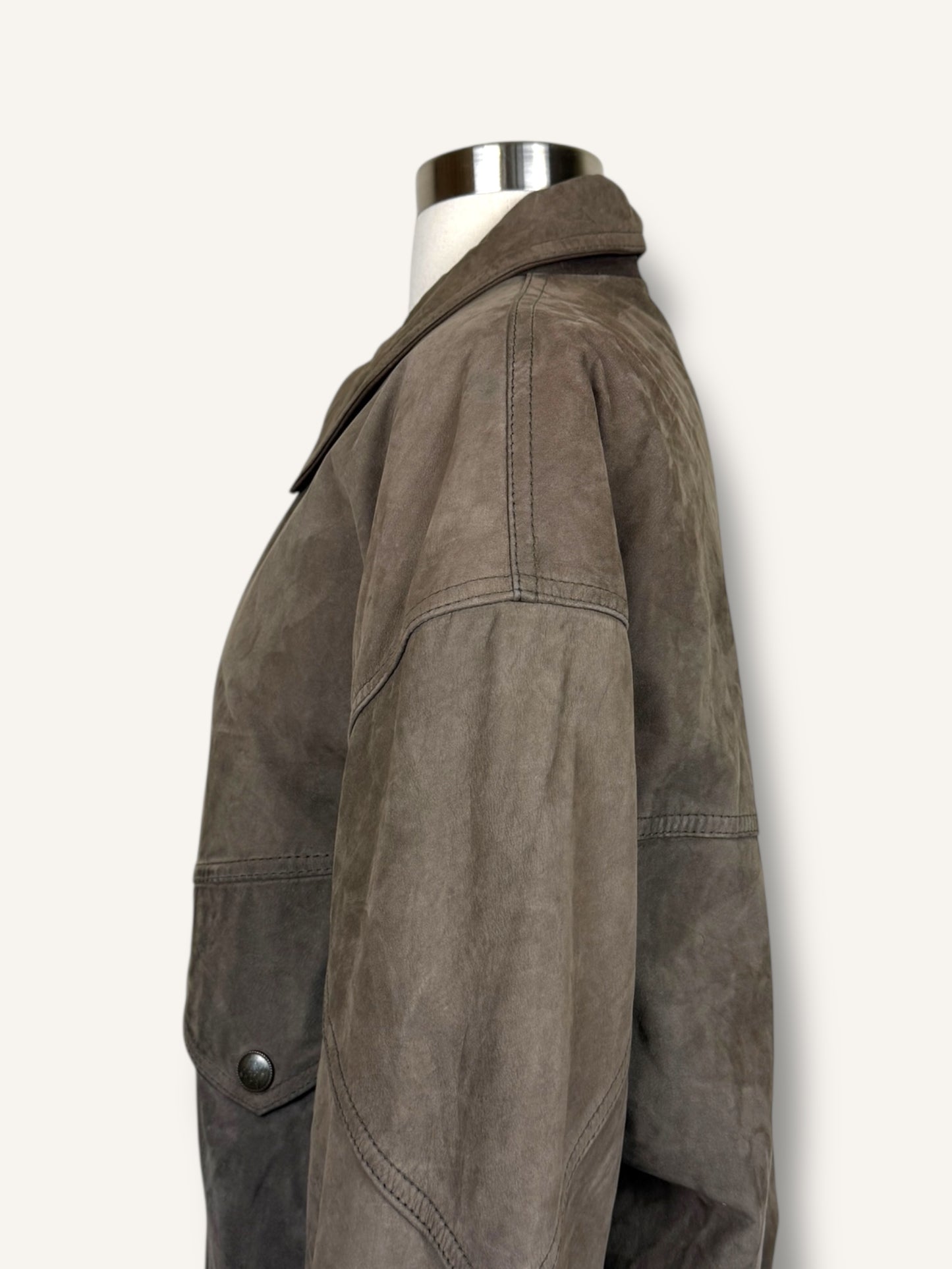 Grey Suede Bomber Jacket