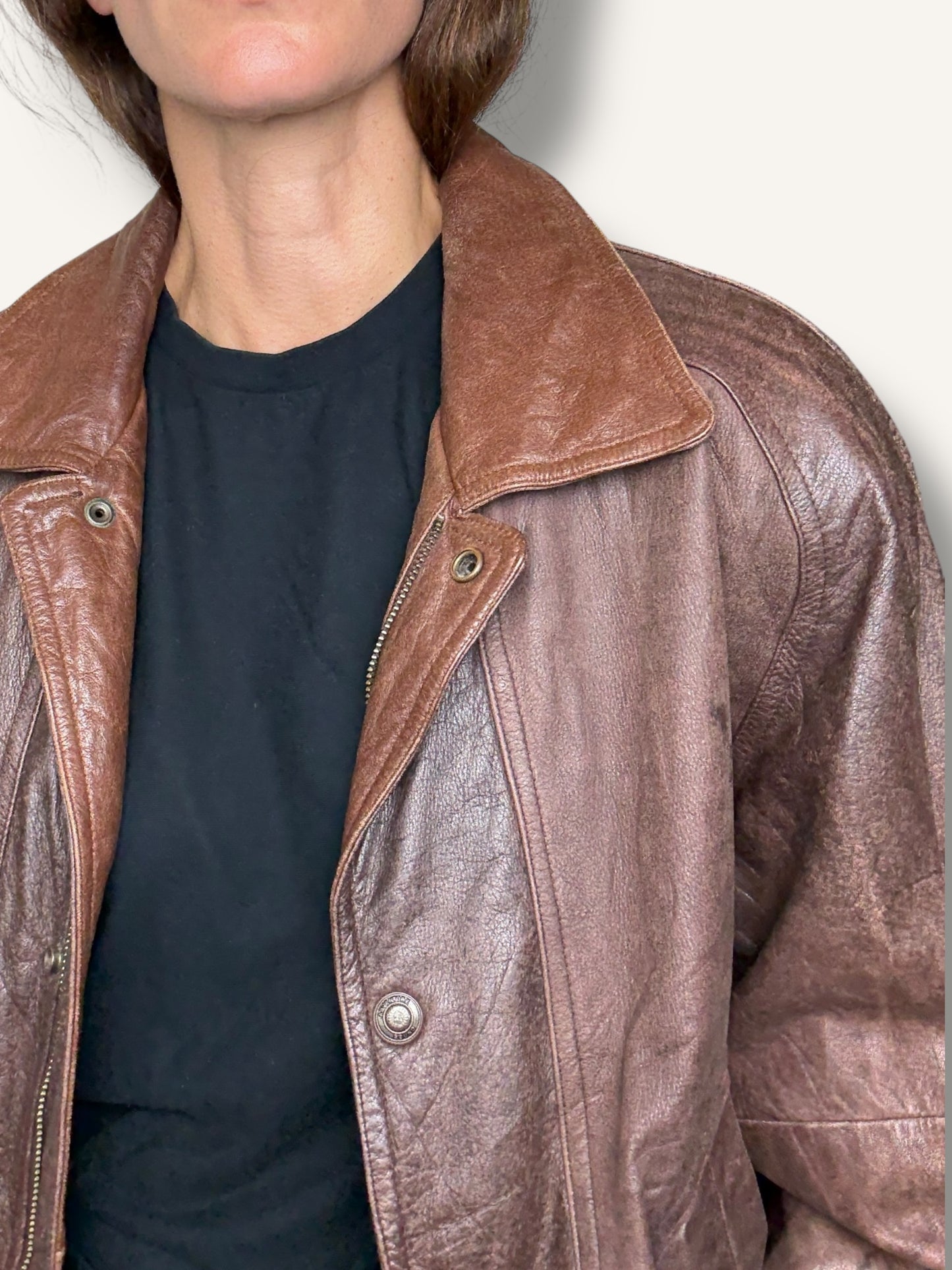 Leather Brown Bomber Jacket