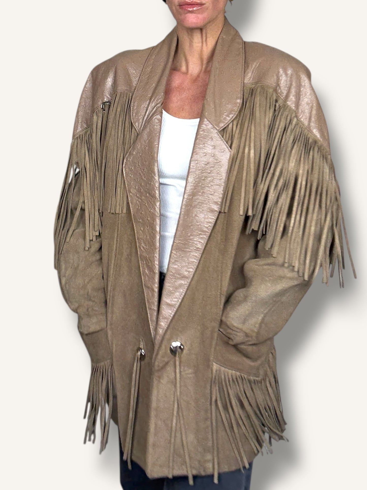 Fringe Beige Coat