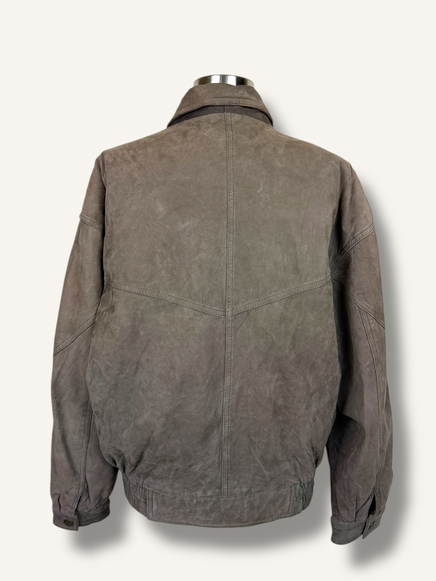 Grey Suede Bomber Jacket