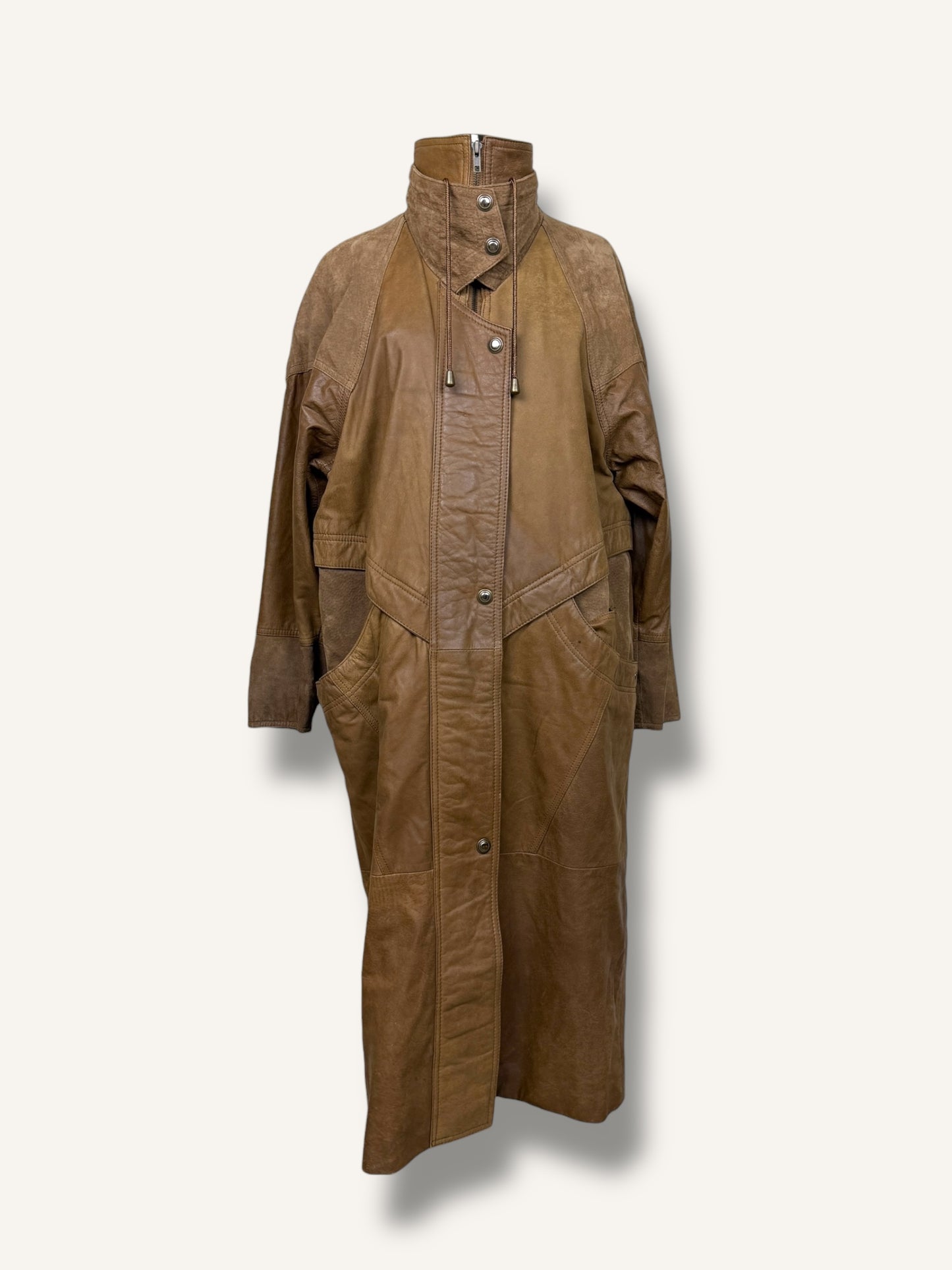 Caramel Suede and Leather Coat