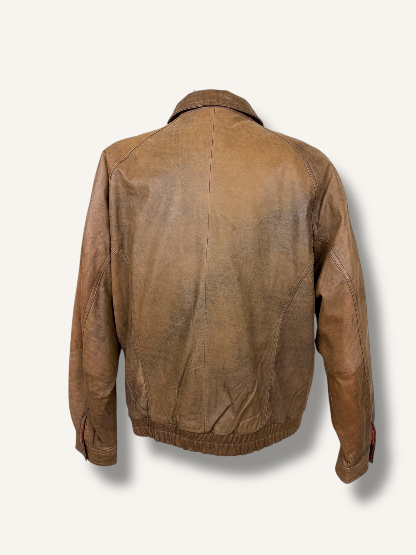 Caramel Leather Bomber