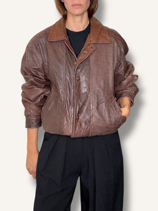 Leather Brown Bomber Jacket