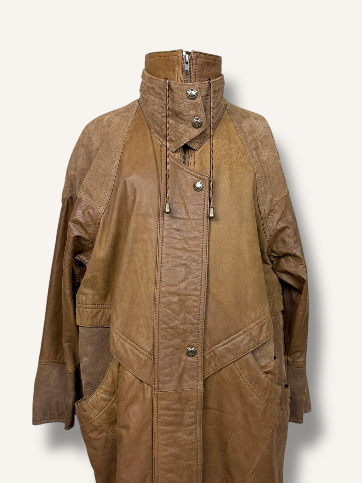 Caramel Suede and Leather Coat