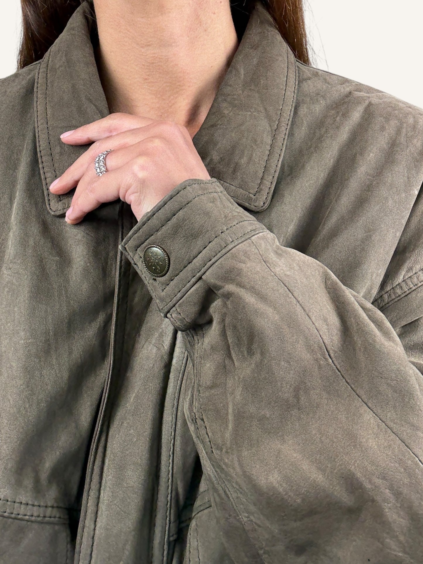 Grey Suede Bomber Jacket