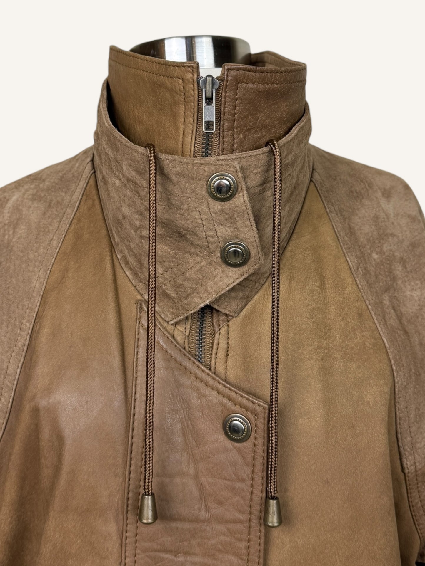 Caramel Suede and Leather Coat